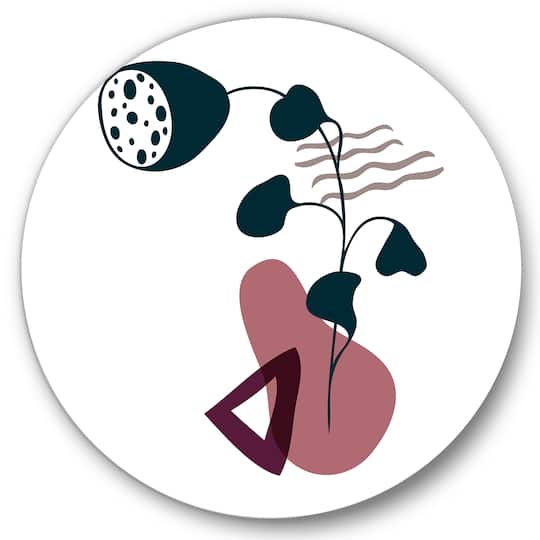 Designart - Elementary Shapes With Abstract Flowers Plants V
